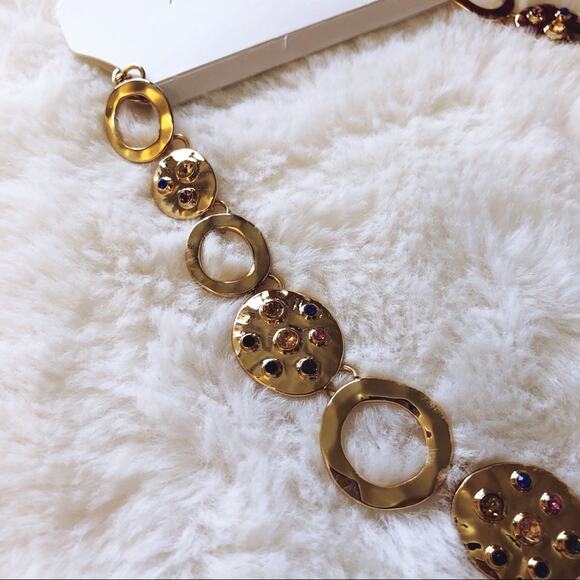 Ann Taylor Gold Stone Disc Statement Necklace - Picture 4 of 8